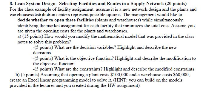 . Problem statement: For an existing supply