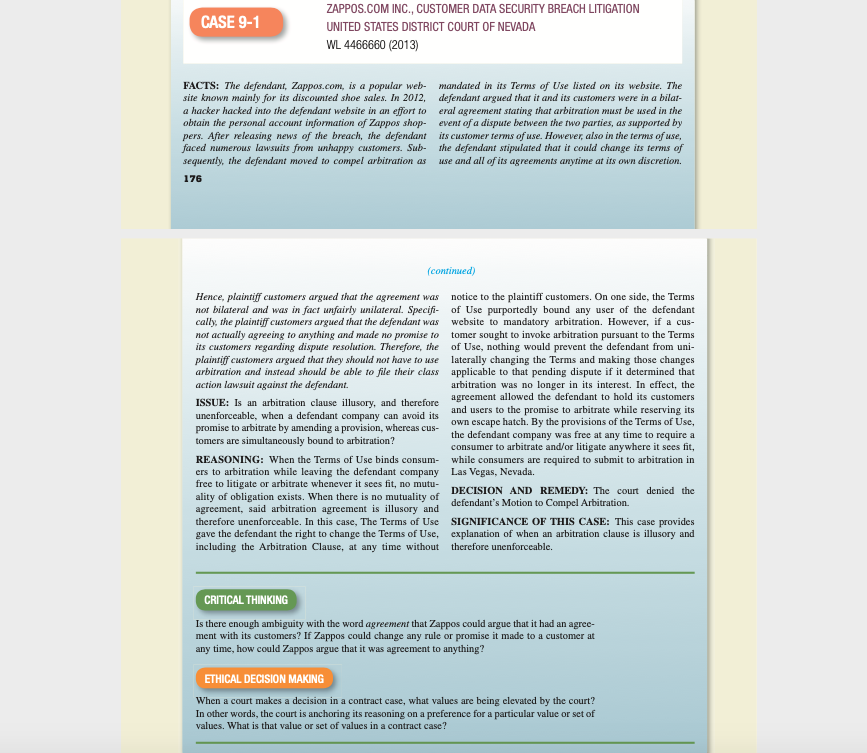 CASE 9-1 ZAPPOS.COM INC., CUSTOMER DATA SECURITY