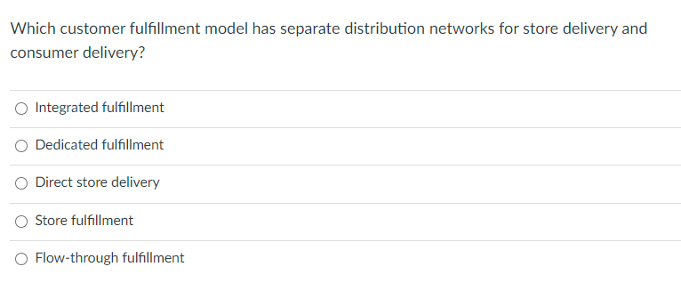 Which customer fulfillment model has separate