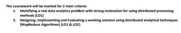 The coursework will be marked for 2 main