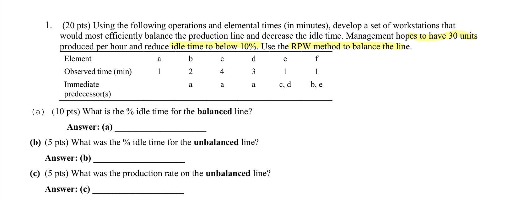 undefined a b d e 2 a a a 1. (20 pts) Using the