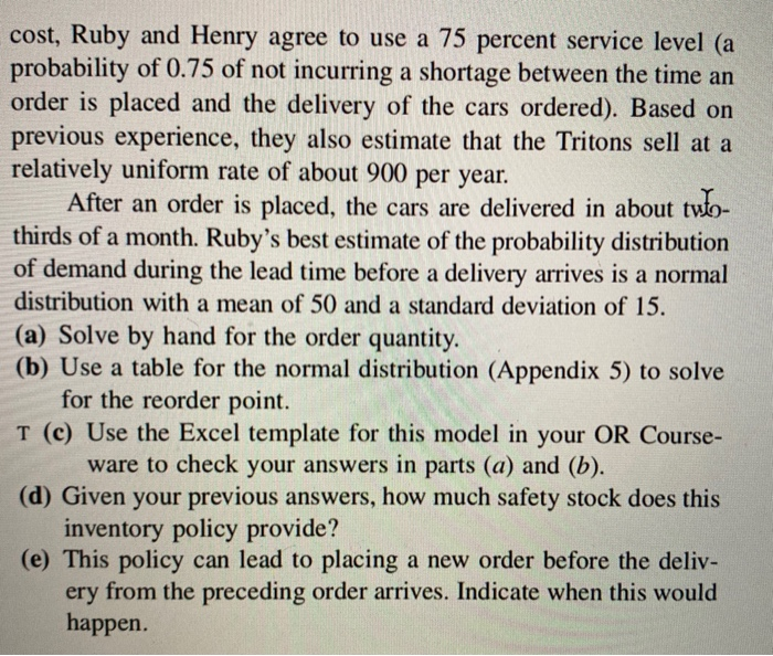 please provide a solution with excel file