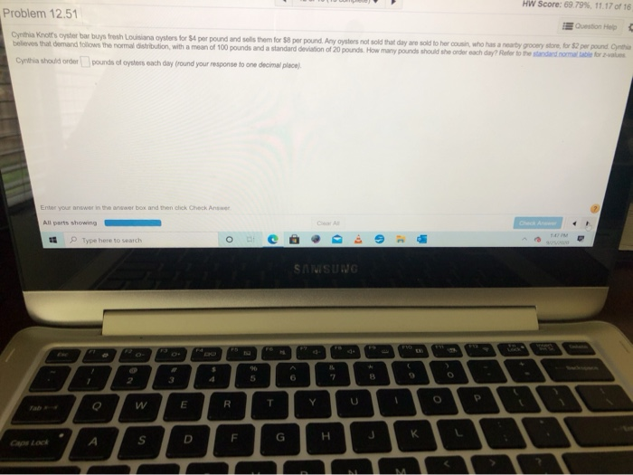 HW Score: 69.79%, 11.17 of 16 Problem 12.51