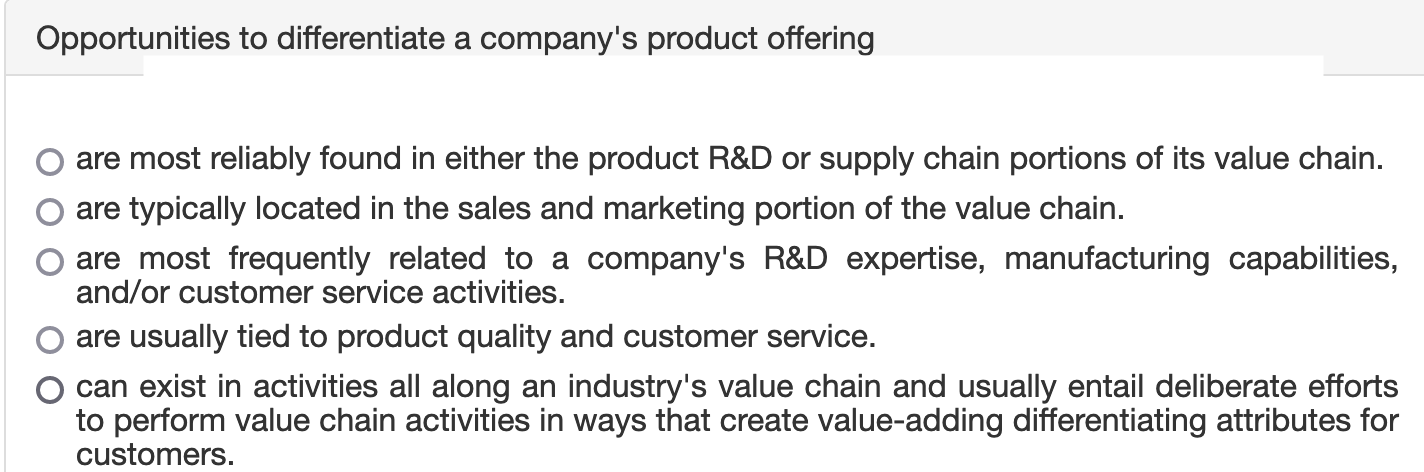 Opportunities to differentiate a company's