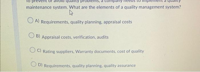 maintenance system. What are the elements of a