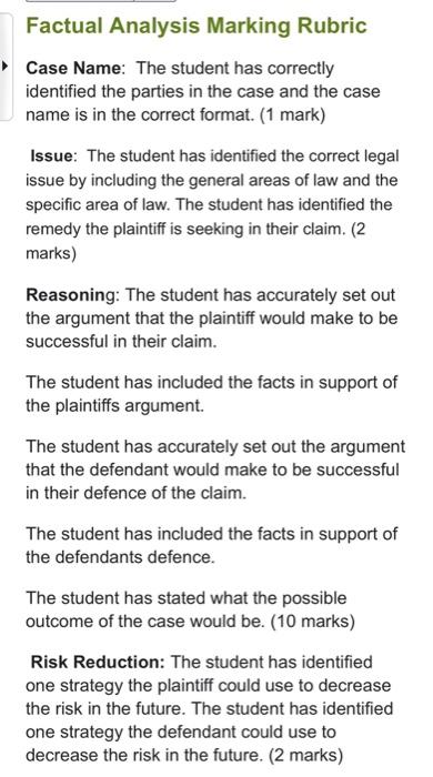 BUSINESS CANADIAN LAW! Factual Analysis -