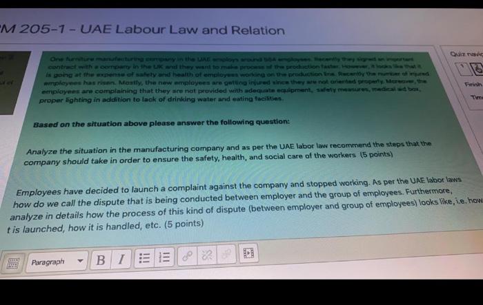 M205-7- UAE Labour Law and Relation Quiz va