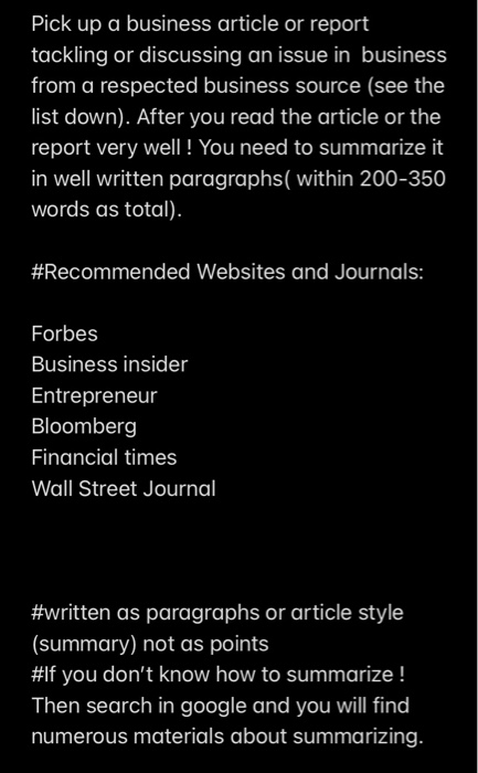 Pick up a business article or report tackling or