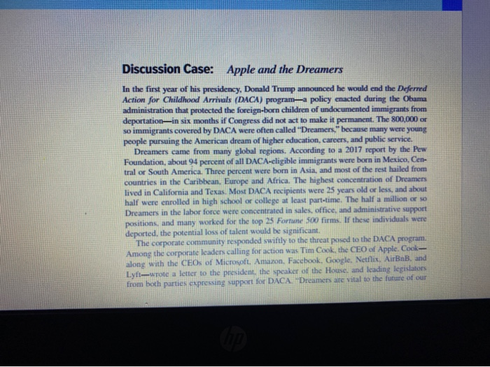 This is a question from the case of business and