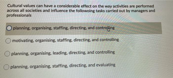 Cultural values can have a considerable effect on