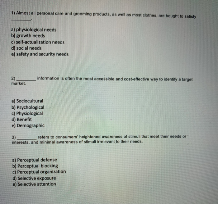 1) Almost all personal care and grooming