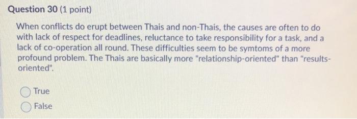 Question 30 (1 point) When conflicts do erupt