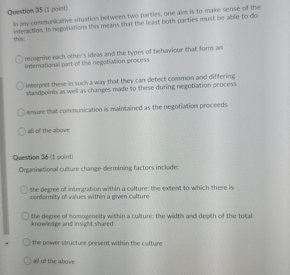 Question 35 (1 point) In any communicative