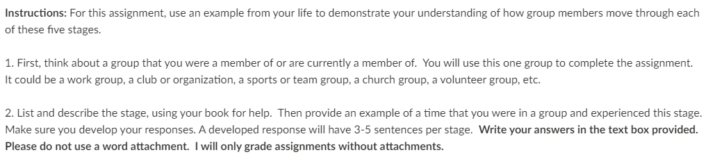 Instructions: For this assignment, use an example