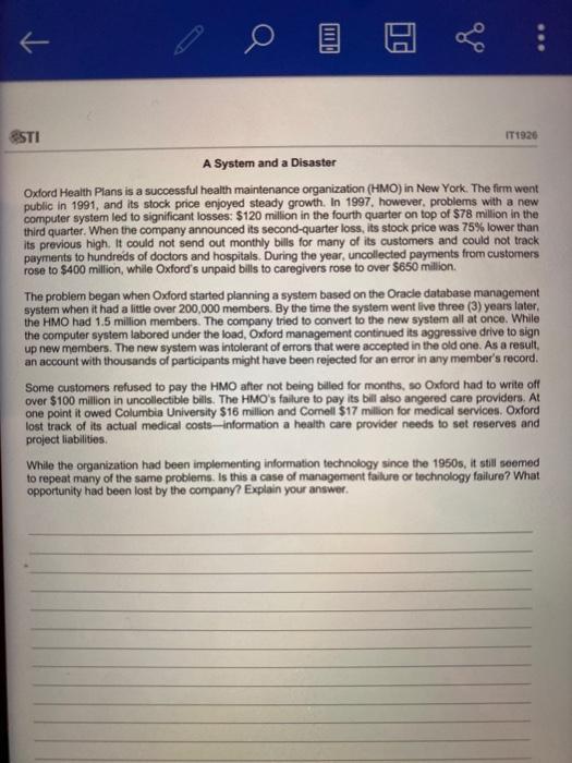 k - ESTI IT 1920 A System and a Disaster Oxford