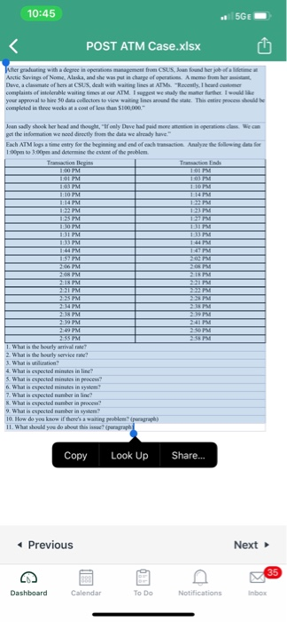 10:45 5GE POST ATM Case.xlsx ther puting with a
