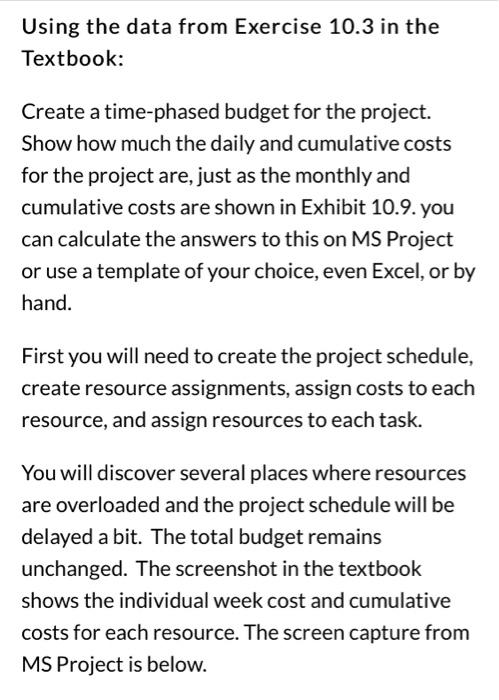 Using the data from Exercise 10.3 in the