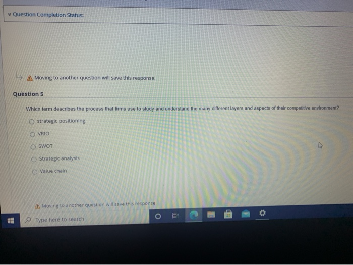 Question Completion Status: > Moving to another