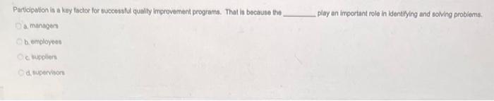 Participation is a key factor for succossful