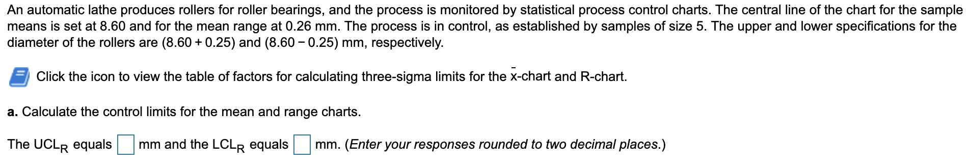 Factors for calculating three-sigma limits for