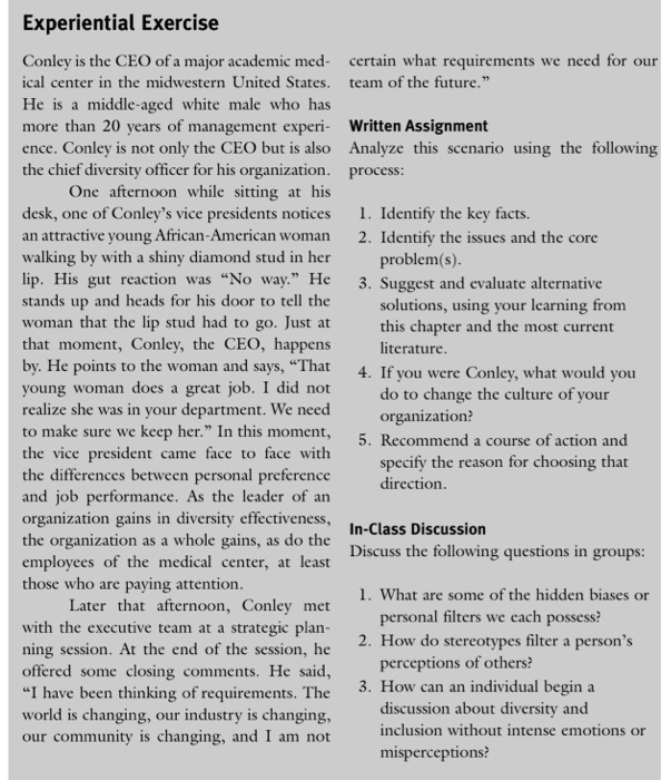 Please answer questions 1-5 Experiential Exercise