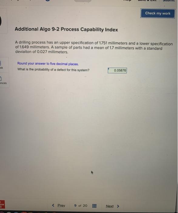 Check my work Additional Algo 9-2 Process