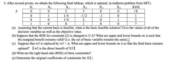 0 0 3 0 18 0 0 0 0 0 3. After several pivots, we
