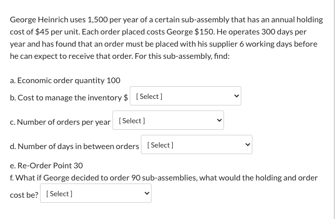 George Heinrich uses 1,500 per year of a certain