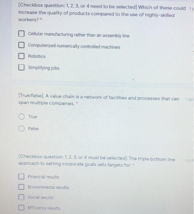 [Checkbox question: 1, 2, 3, or 4 need to be