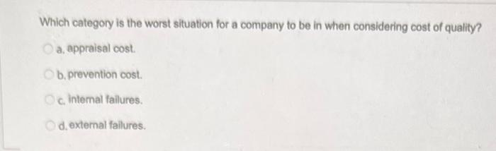 Which category is the worst situation for a
