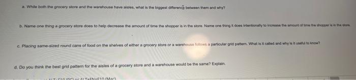 3. While both the grocery store and the warehouse