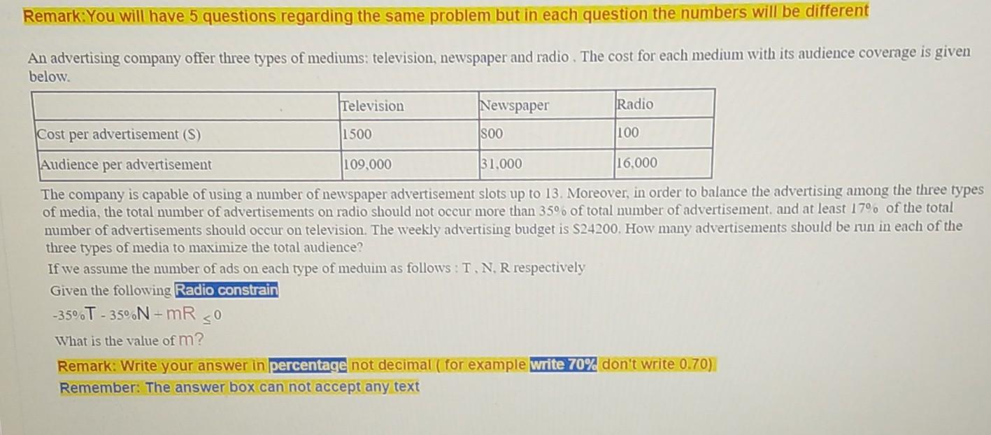 I want the answer in five minutes Remark: You
