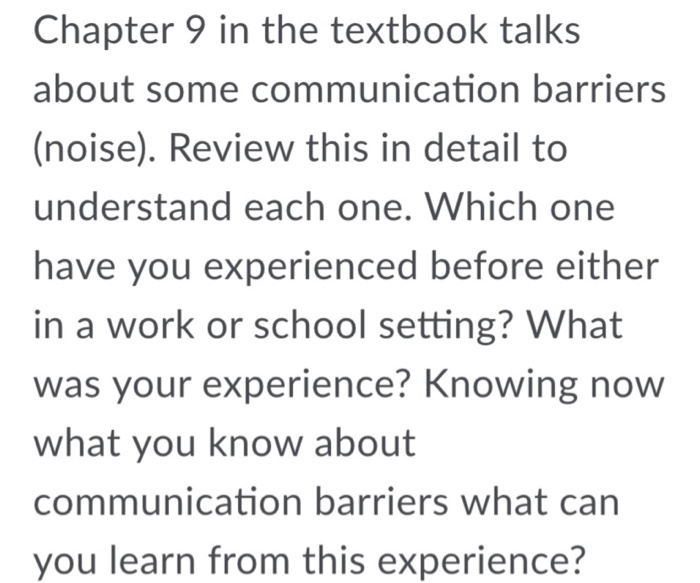 talk about this barrier in the answer Chapter 9