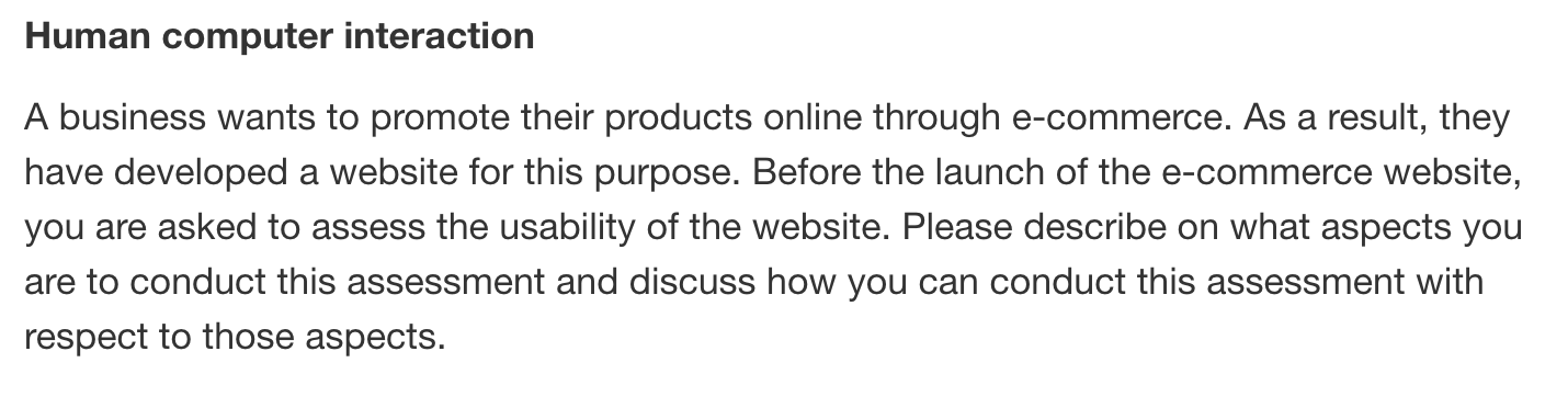 Human computer interaction A business wants to