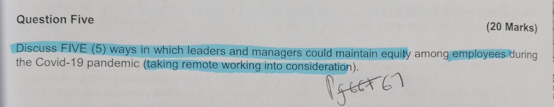 Question Five (20 Marks) Discuss FIVE (5) ways in