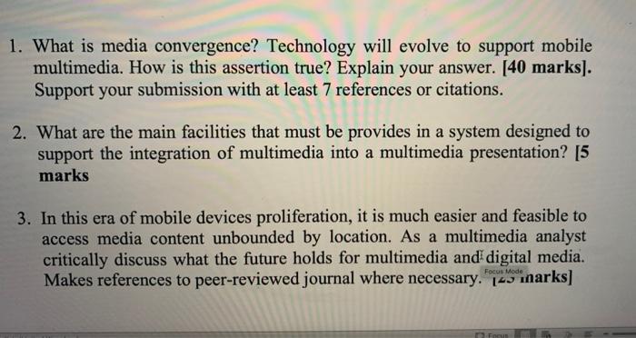 1. What is media convergence? Technology will