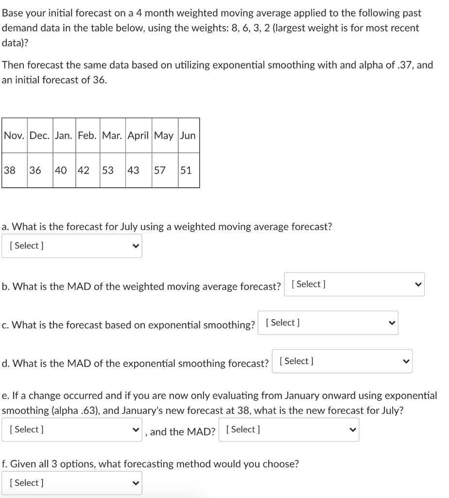 Base your initial forecast on a 4 month weighted