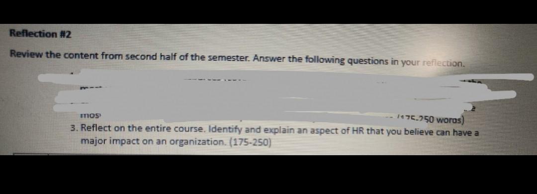 human resources management - reflection 2 (second