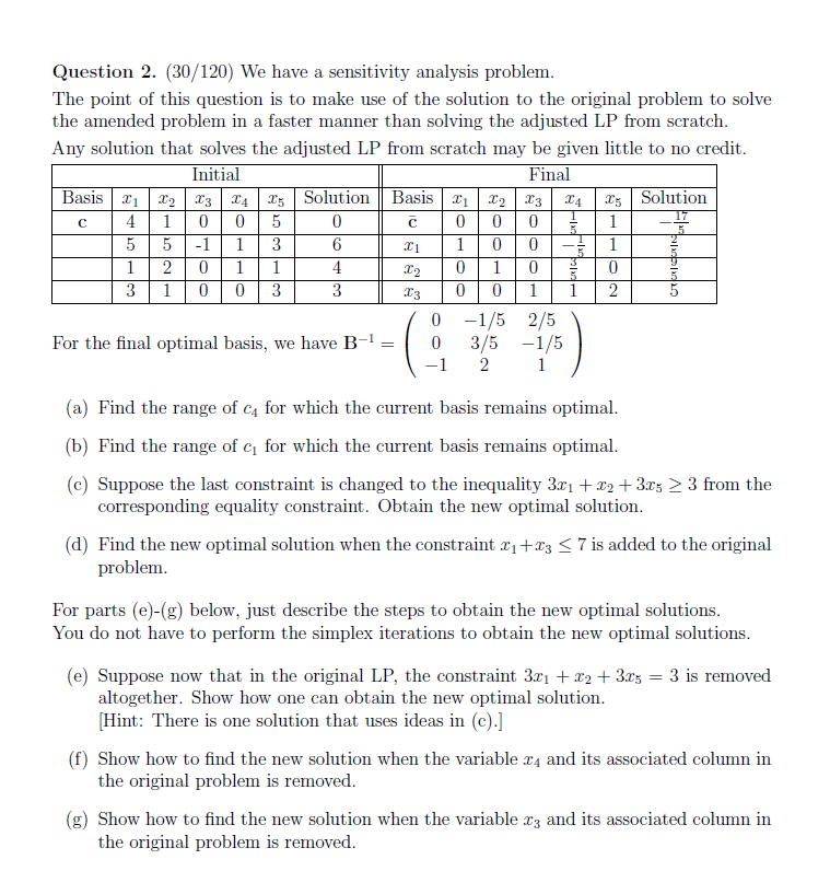 Question 2. (30/120) We have a sensitivity
