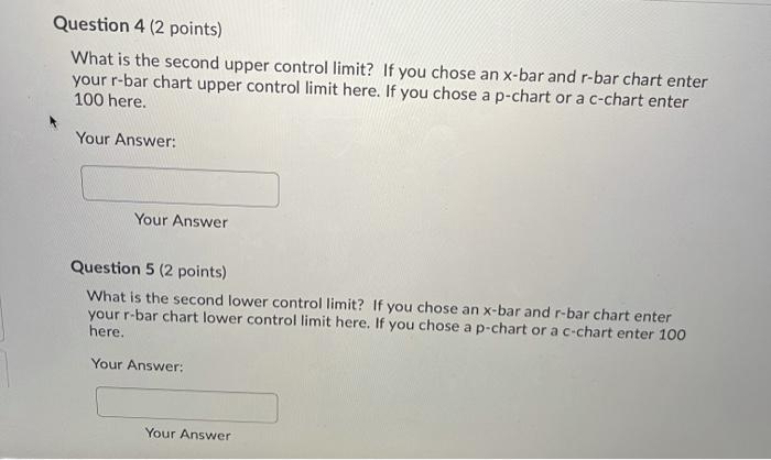 Statistical Process Control Chart Question 1 To