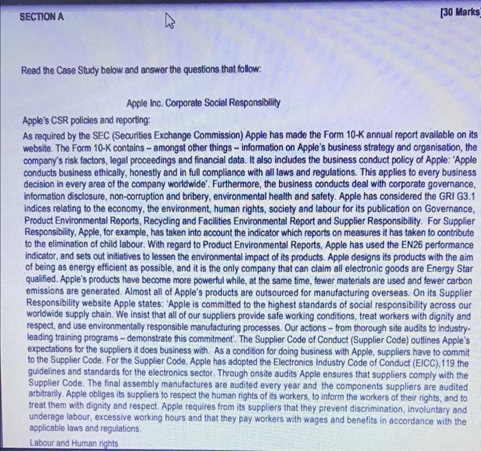SECTION A [30 Marks Read the Case Study below and