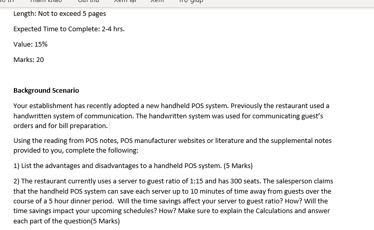 Tal Length: Not to exceed 5 pages Expected Time