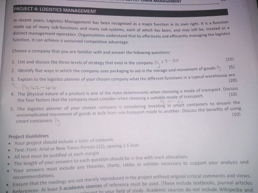 Reference list for questions 3,4 and 5 MANAGEMENT