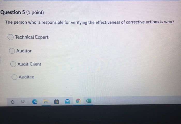 Question 5 (1 point) The person who is
