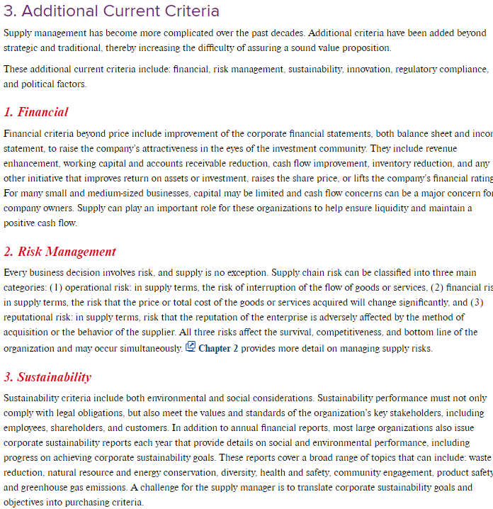 1. The criteria for deciding what represents good