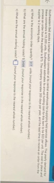 Southeastem Bell stocks a certain owitch