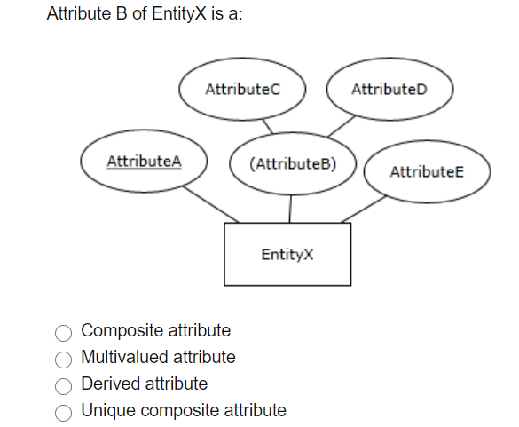Attribute B of EntityX is a: Attributec