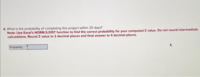 the following respresents a project that should