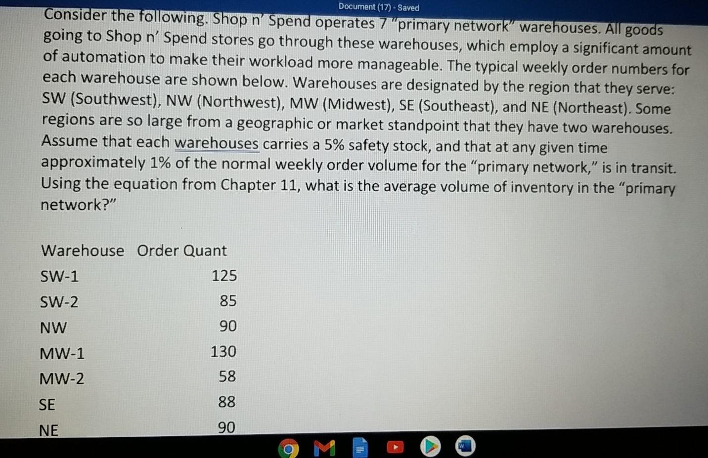 Document (17) - Saved Consider the following.