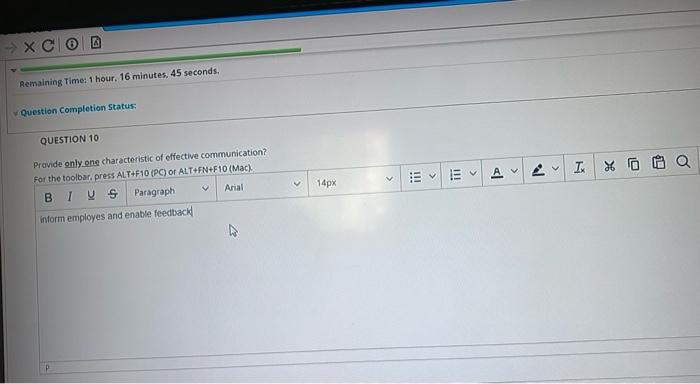 Remaining Time: 1 hour, 16 minutes, 45 seconds,